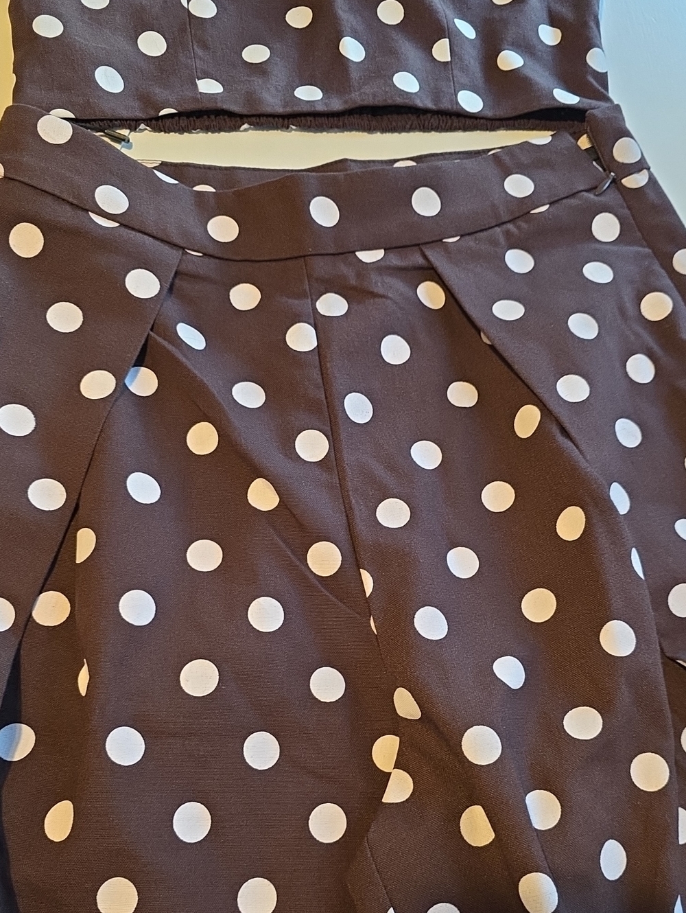 NWT Commense Brown Polka Dot Cami Top and Pants Set - Picture 6 of 8